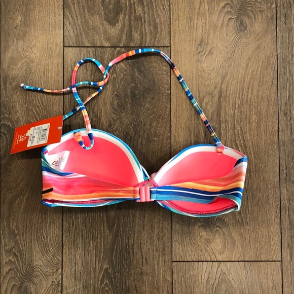 NWT Ripzone Multistriped Bandeau Swim Top Size M - Picture 3 of 5